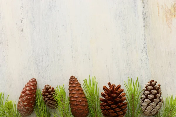 Concepto de vacaciones de conos de pino decoración para Navidad —  Fotos de Stock