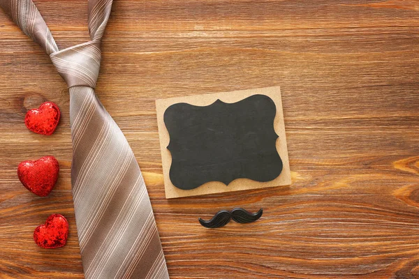 Father's day concept over wooden background. top view, flat lay