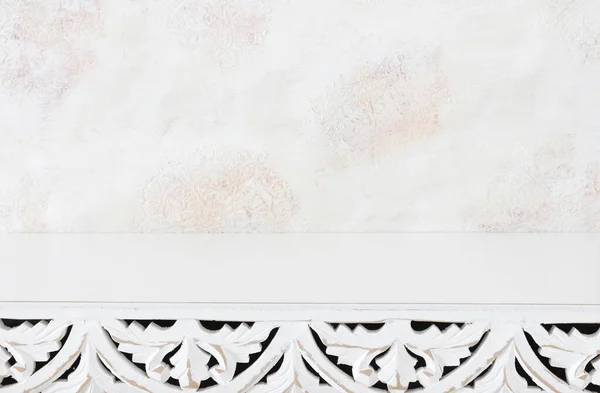 Background Image Vintage Table Front White Oriental Decorative Wall Ready — Stock Photo, Image