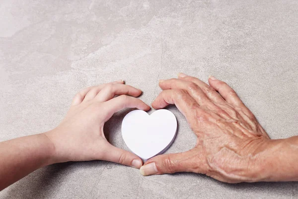 Image Old Grandmother Kid Holding Hands Together — Stock Photo, Image