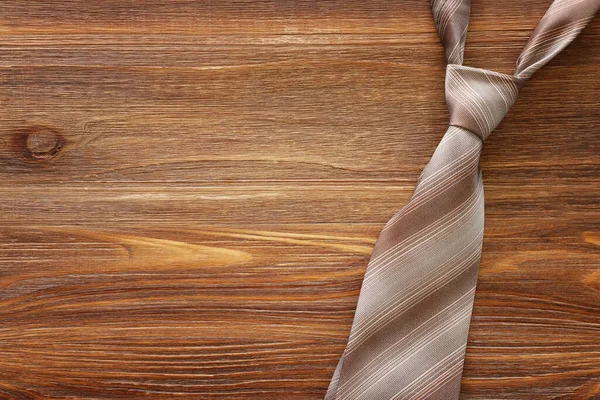 Father Day Concept Necktie Wooden Background Top View Flat Lay — Stock Photo, Image