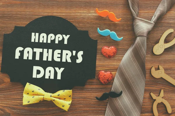 Father Day Concept Wooden Background Top View Flat Lay — Stock Photo, Image