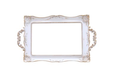 Beyaz arkaplanda izole edilmiş vintage tepsisi