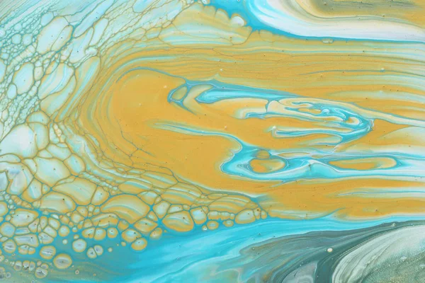 抽象大理石效果背景的艺术摄影 蓝色和金色的创意色彩 漂亮的油漆 — 图库照片