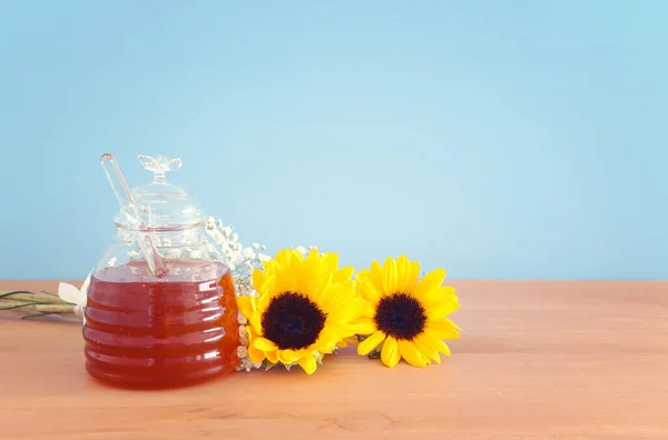 Rosh Hashanah Yahudi Bayramı Konsepti Geleneksel Bal Bayramı Sembolü — Stok fotoğraf