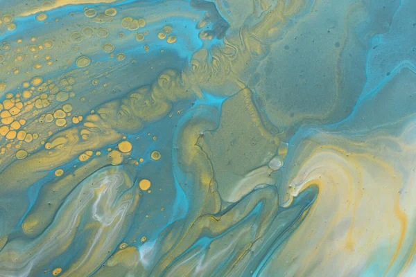 Kunst Fotografie Van Abstracte Gemarmerde Effect Achtergrond Blauwe Groene Gouden — Stockfoto