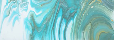 Soyut mermer efekt arka planının sanat fotoğrafçılığı. Mavi, beyaz ve altın renkli yaratıcı renkler. Güzel boya..