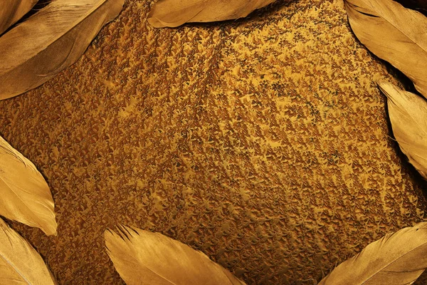 Luksusowe Złoto Mosiądzu Tło Tekstury Piór — Zdjęcie stockowe
