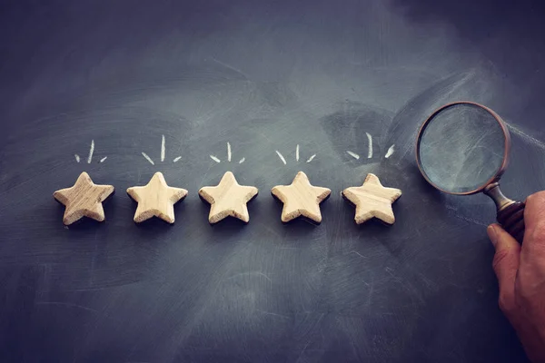 Concepto Imagen Establecer Objetivo Cinco Estrellas Aumentar Calificación Clasificación Evaluación —  Fotos de Stock