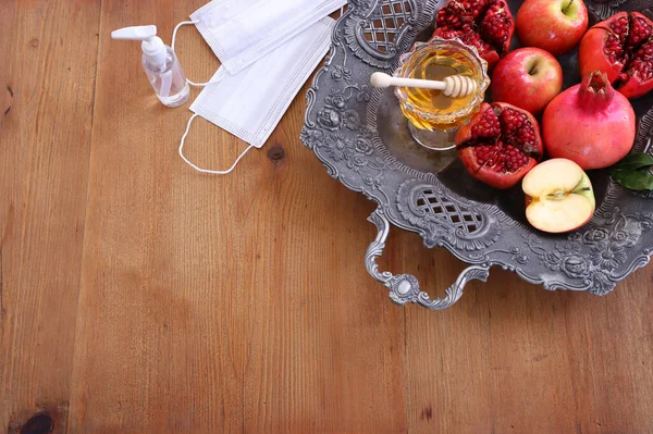 Religion Bild Rosh Hashanah Jude Nyår Semester Koncept Traditionella Symboler — Stockfoto