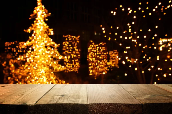 크리스마스 테이블이 배경이 전시를 — 스톡 사진