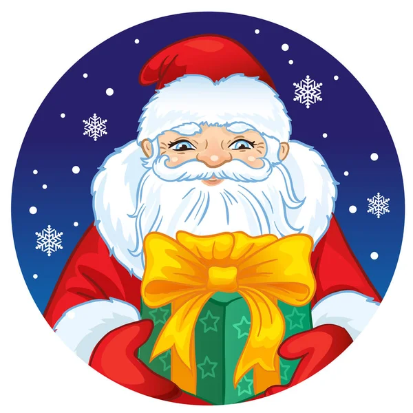 Portrait of Russian Santa Claus with a gift. — Stock Vector