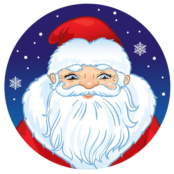 . Portrait of Russian Santa Claus. Vector illustration on a round with snowflakes. Icon traditional New Year character. — Stock Vector