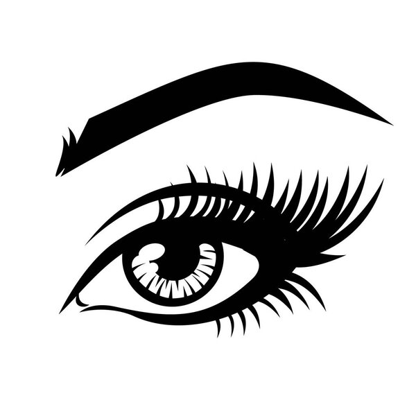 Eyelash extension logo. Vector illustration of eye with eyelashes for beauty salon, lash extensions maker.