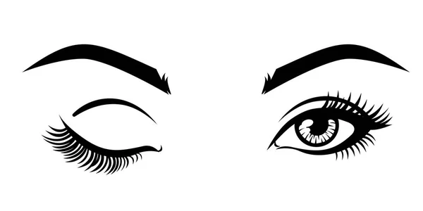 Logo Extension Des Cils Illustration Vectorielle Les Yeux Fermés Ouverts — Image vectorielle