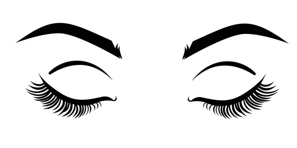 睫毛延长标志 传染媒介例证与闭合的眼睛与长的睫毛为美容院 — 图库矢量图片