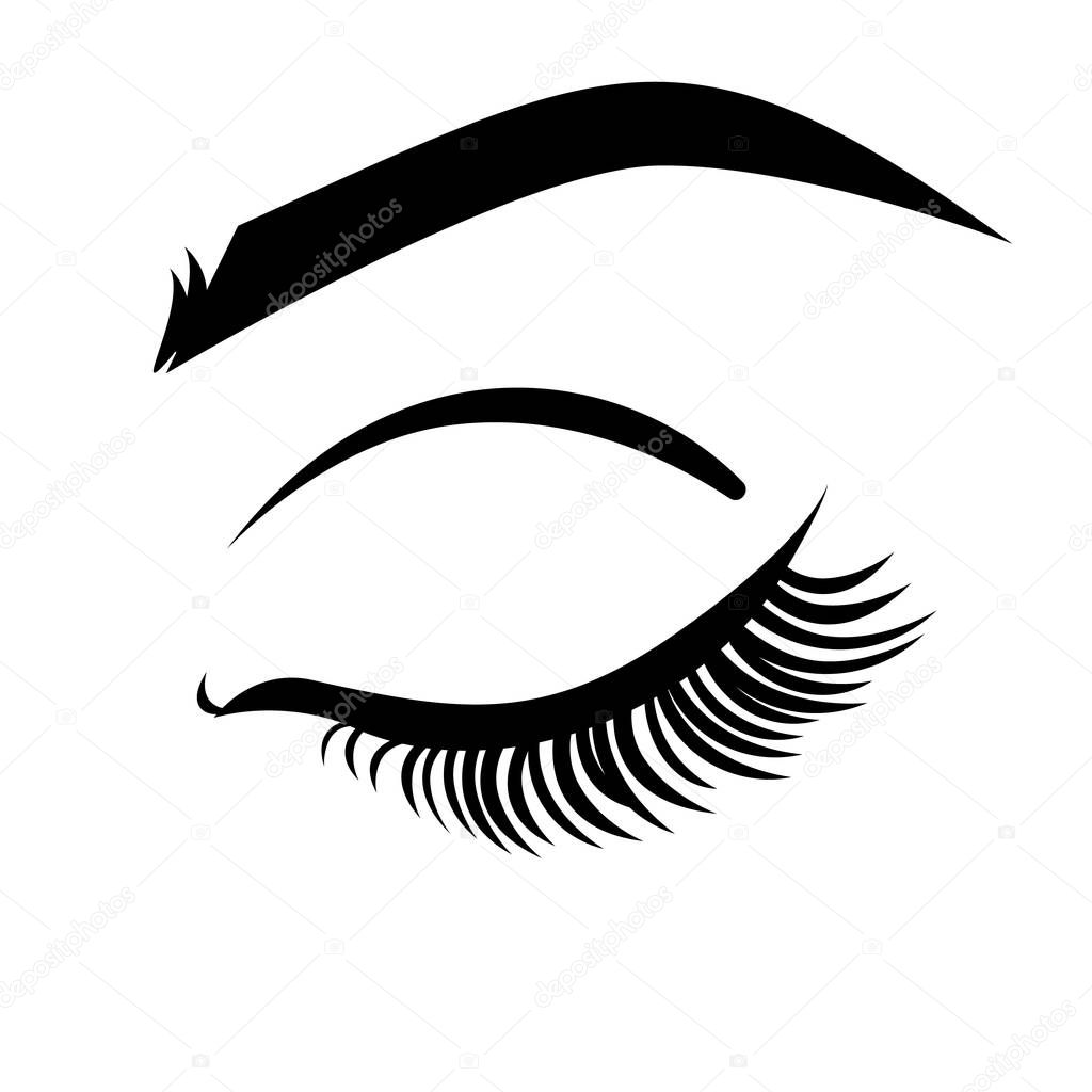 Eyelash extension logo. Closed eye with lashes