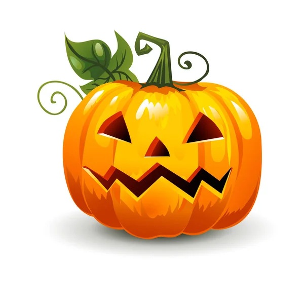 Halloweenpompoen Met Vreselijk Gezicht Geïsoleerd Witte Achtergrond — Stockvector