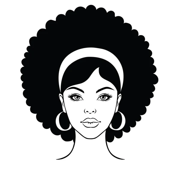 Vacker kvinna med afro frisyr. Stockillustration