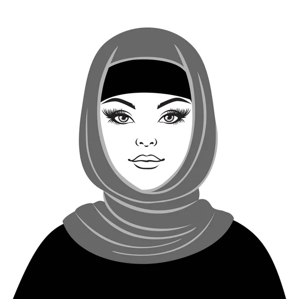 Mulher muçulmana bonita em hijab. illust para avatar, logotipo. — Vetor de Stock