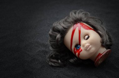 doll's head wounded with blood tears clipart