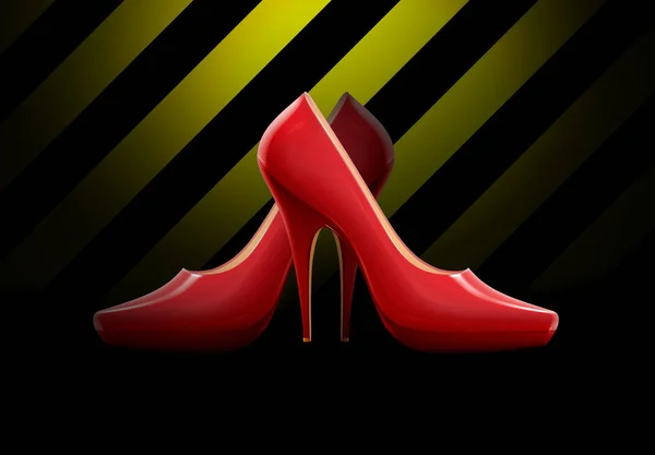 red high heels on black