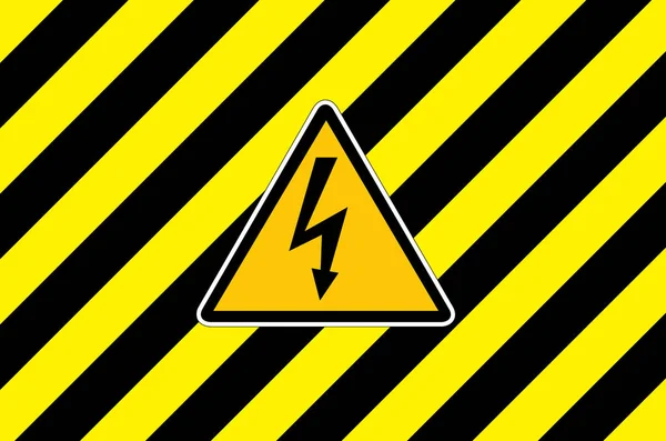 warning stripes with electricity triangle label