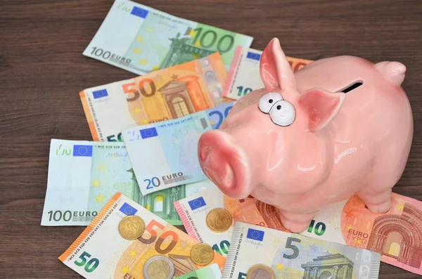 Banco Divertido Con Billetes Euros — Foto de Stock