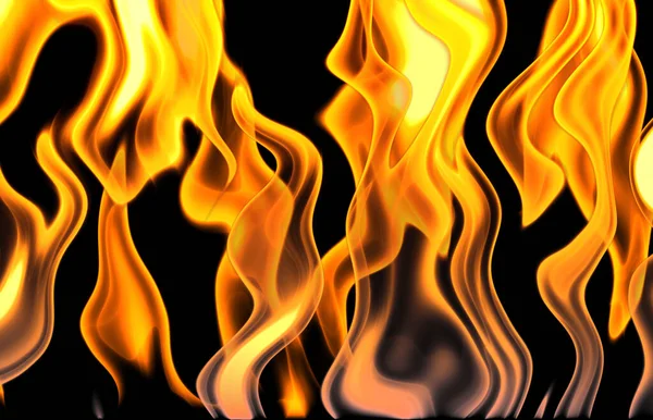 Oheň Plameny Černém — Stock fotografie