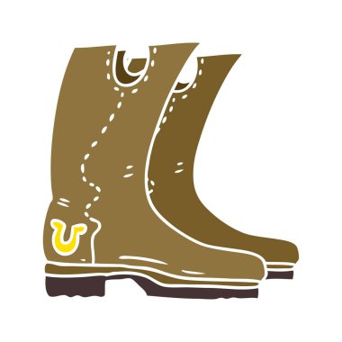 düz renk tarzı çizgi film kovboy çizmesi