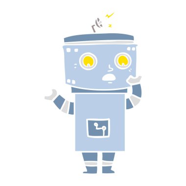 düz renk tarzı çizgi film robot