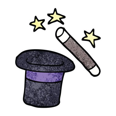 çizgi film doodle büyücüler şapka ve değnek