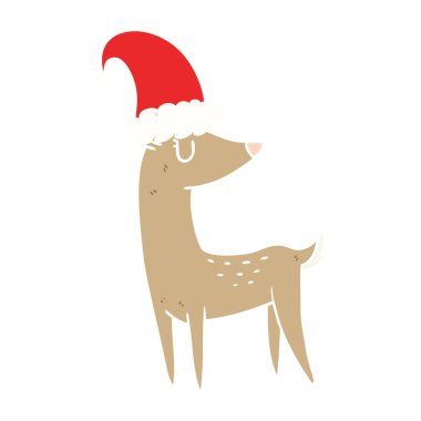 düz renk stili karikatür Noel reindeer