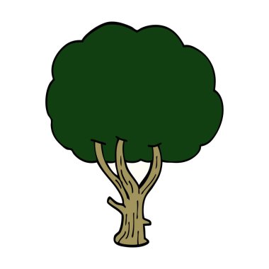 çizgi film doodle çiçek açan ağaç