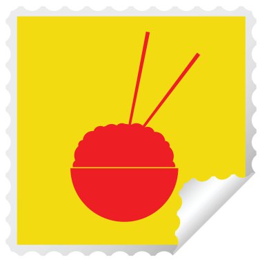 Etiket vektör çizim peeling pirinç kase Meydanı