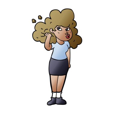 çizgi film doodle kız saç ile oynamaktan