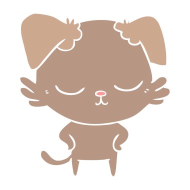 sevimli düz renk stil karikatür köpek