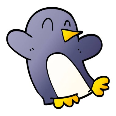 Doodle yılbaşı penguen karikatür