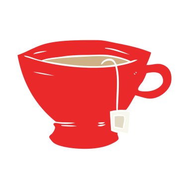 düz renk tarzı çizgi film fincan çay