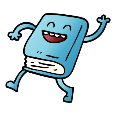 çizgi film doodle mutlu kitap sallayarak