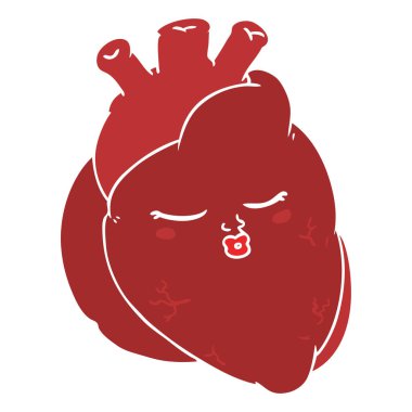 düz renk tarzı çizgi film kalp