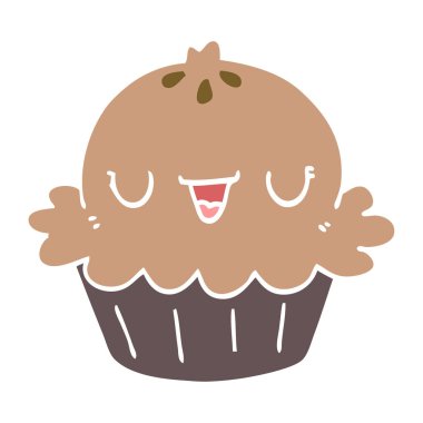 sevimli düz renk tarzı çizgi film pasta