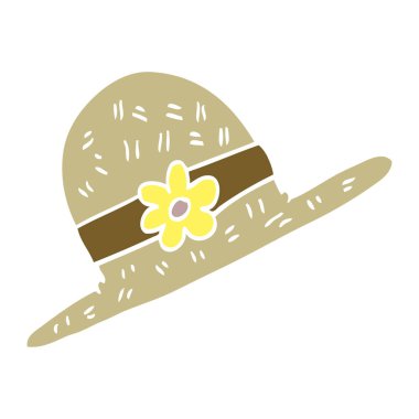 düz renk illüstrasyon karikatür hasır şapka