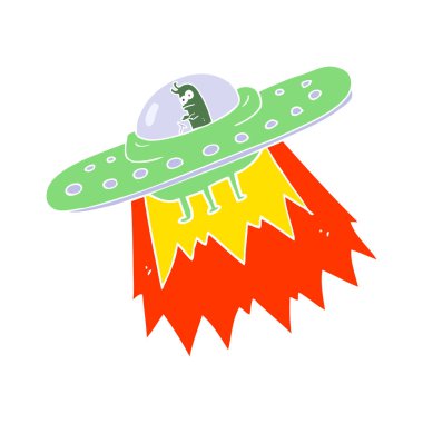 ufo düz renkli çizimi