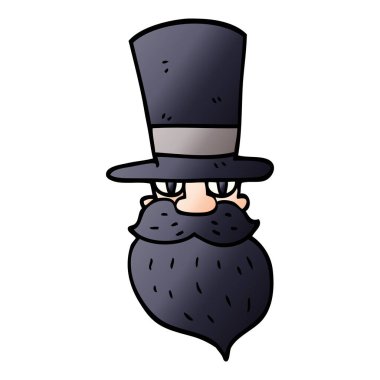 çizgi film doodle silindir şapkalı adamla sakallı