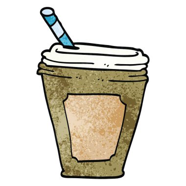 çizgi film doodle saman ile kahve fincanı