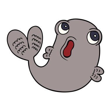 çizgi film doodle bir balık