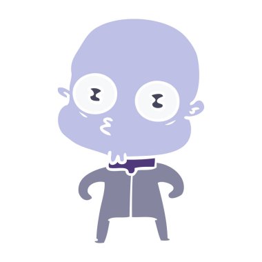 düz renk tarzı çizgi film garip kel uzay adamı