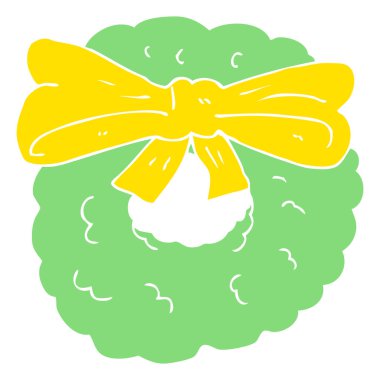 Noel çelenk düz renkli çizimi