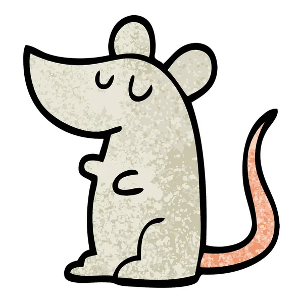 Grunge Textured Illustration Cartoon Mouse — стоковый вектор